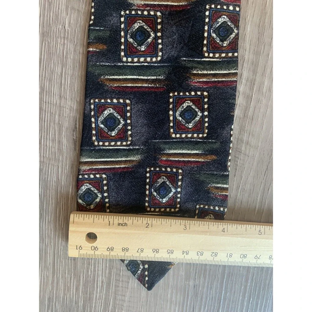 VTG Givenchy Monsieur 100% Imported Silk Made In USA Geometric Tie 4” X 56”